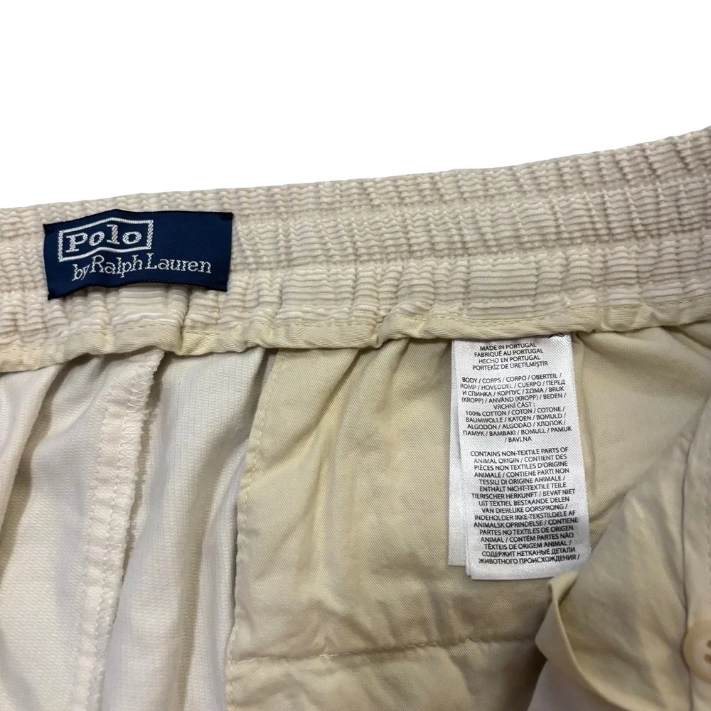 Polo Ralph Lauren Mens Cream Corduroy Pleated Pants 35x30 Straight Leg‎ Portugal